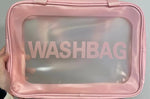 Cosmetic bags of different colors.