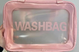Cosmetic bags of different colors.